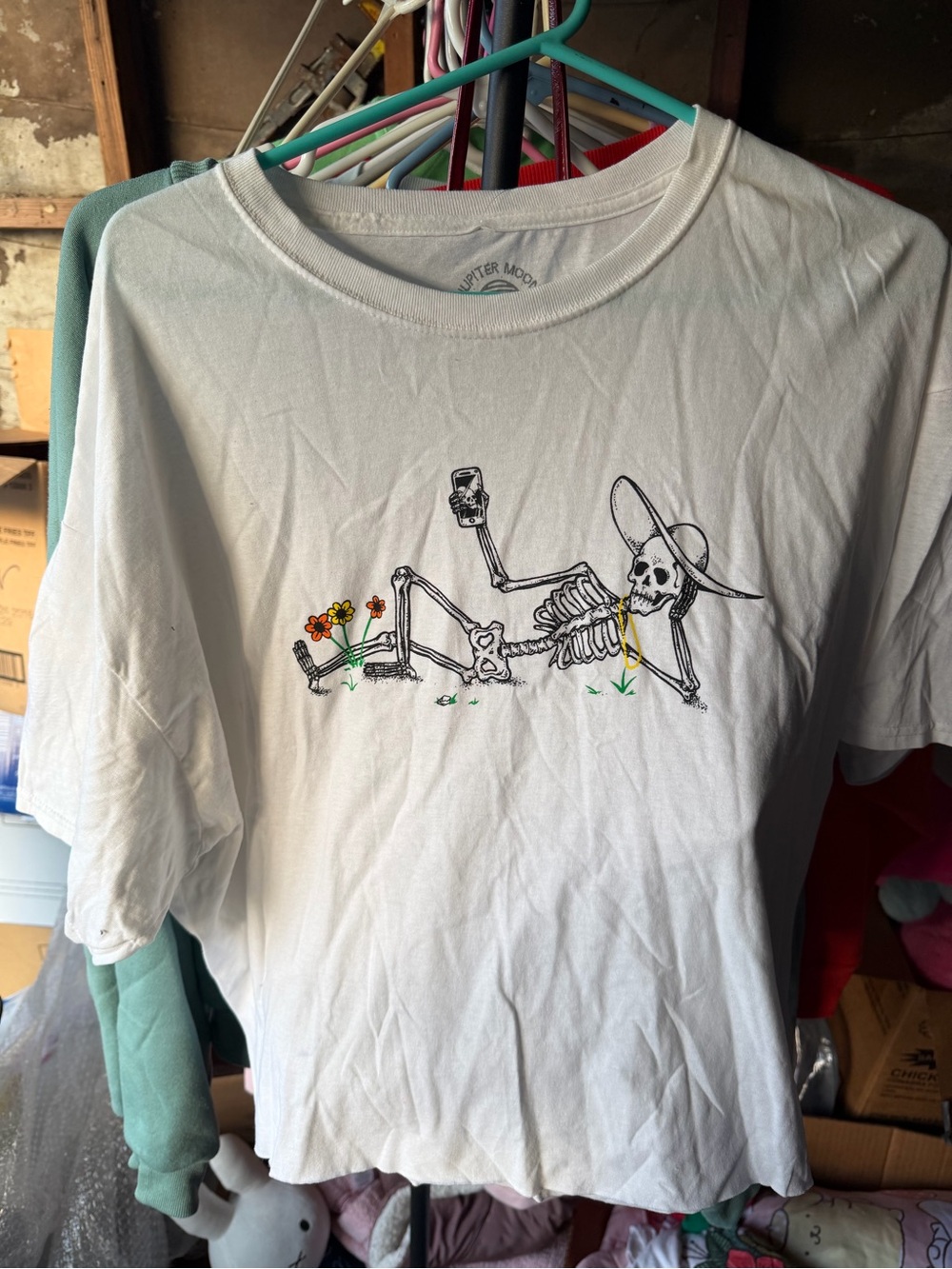 Relaxed Skeleton Graphic Tee - White